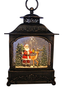 LED MUSICAL LANTERN SANTA & DEER 30x16cm Sings We Wish you a Merry Christmas