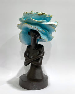 NALA BLUE FLOWER HEAD 27cm Resin