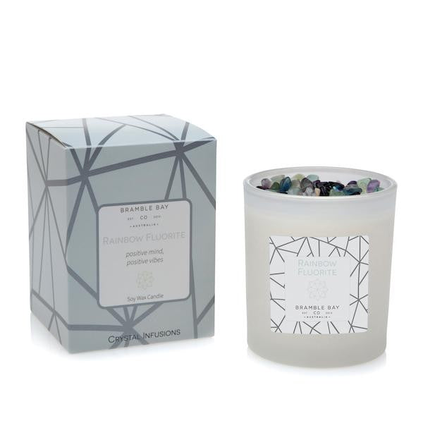 RAINBOW FLUORITE Crystal Infusions Candle 300g Grapefruit, Coconut & Lime