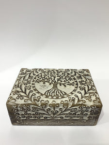 TREE OF LIFE BOHO CARVED BOX WOODEN 18x13cm