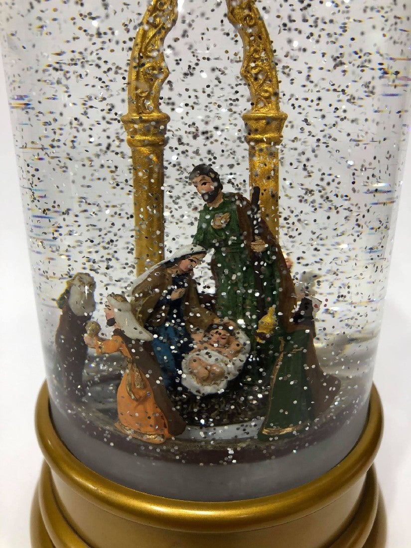 LED GOLD DOME NATIVITY WITH MOTION 26x11cm
