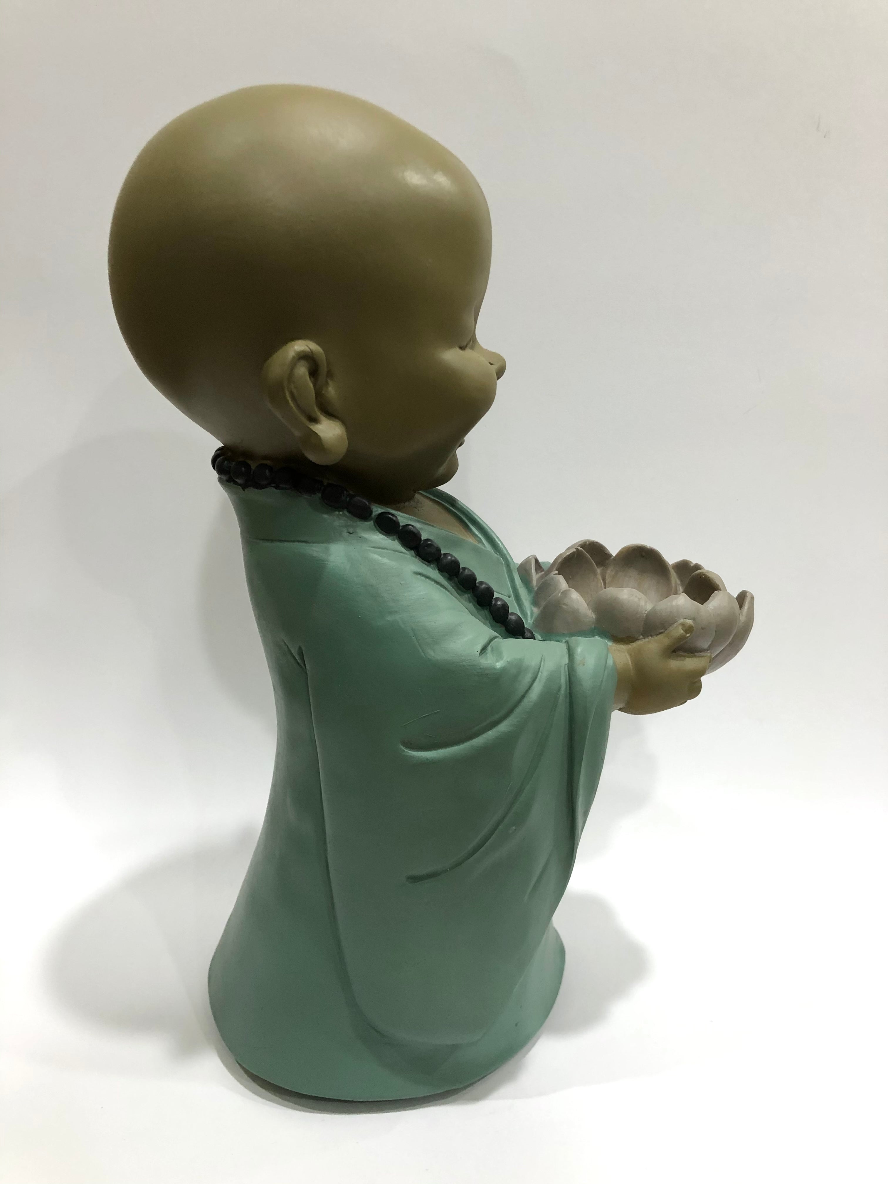 HAPPY MONK with Tealight Holder 30cm Polyresin