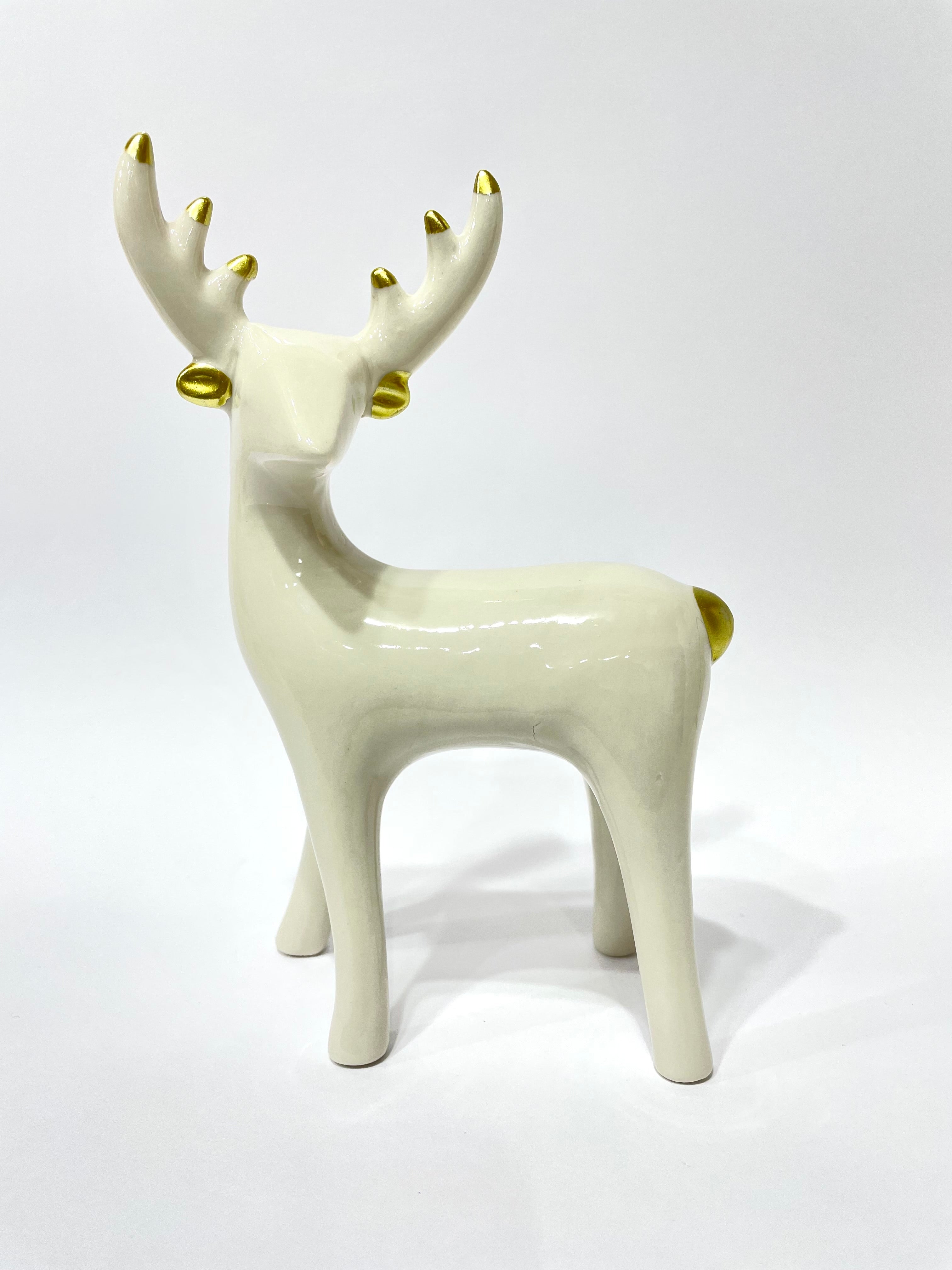 Deer Porcelain Deco Wht/Gold: 2021