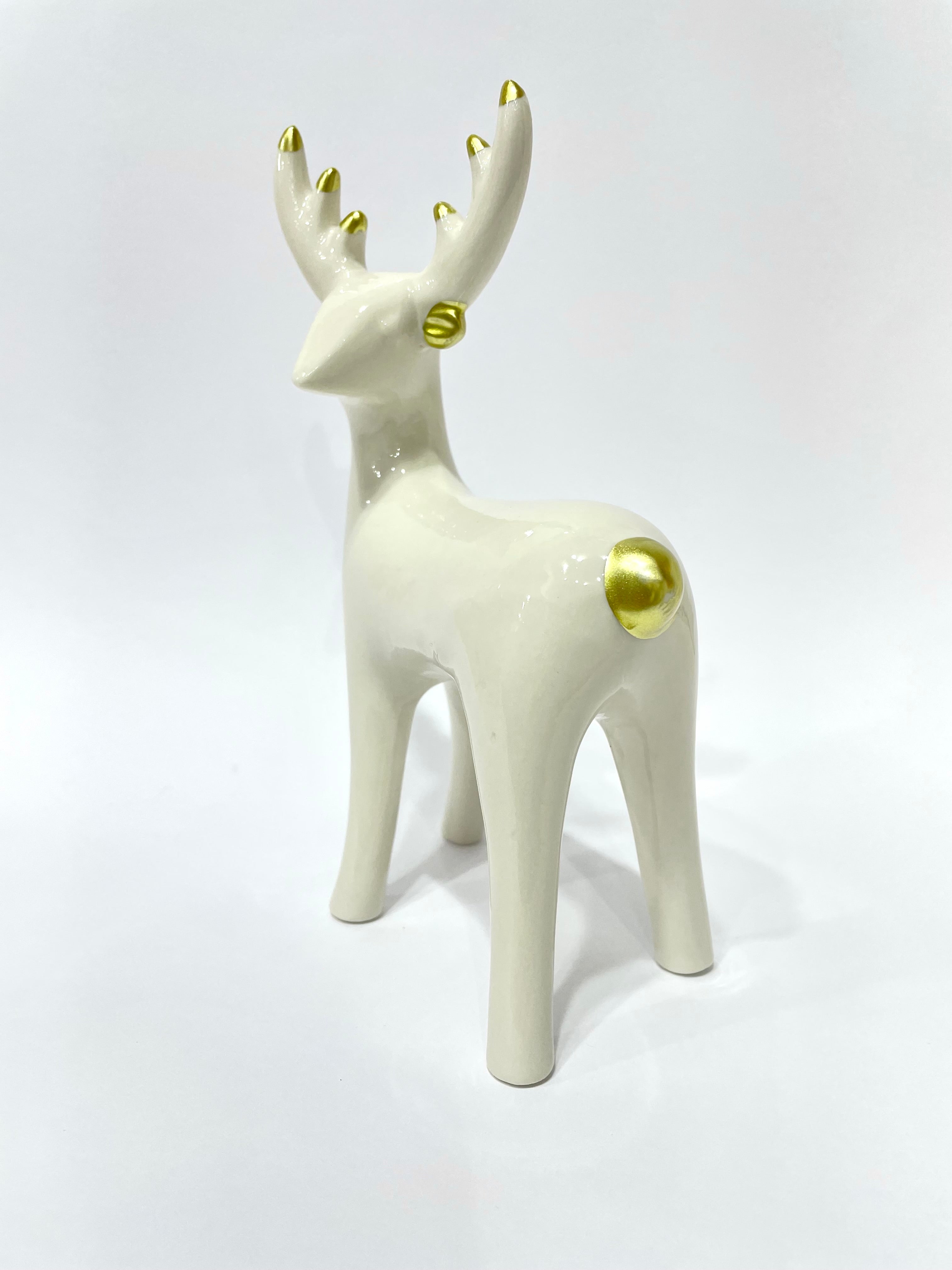 Deer Porcelain Deco Wht/Gold: 2021