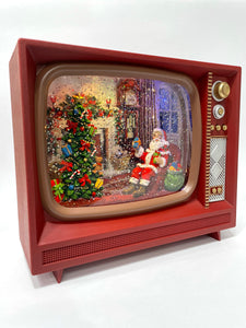 LED LIT XMAS TV with Swirling Glitter and Music