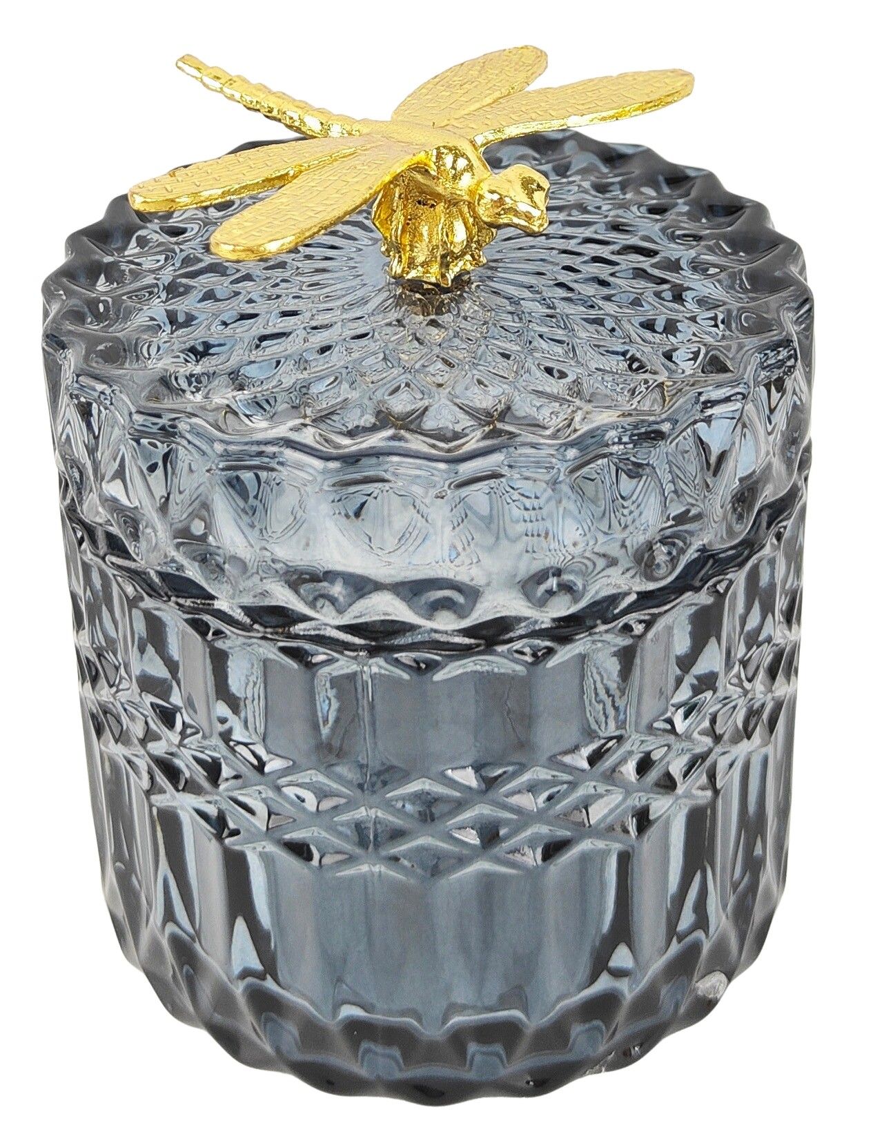 GLASS CANISTER with METAL DRAGONFLY 10cm