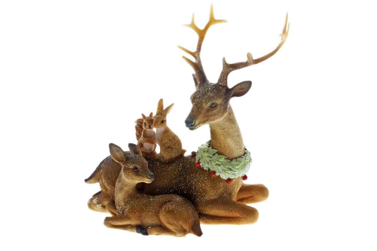 SITTING REINDEER WITH BABY 16cm